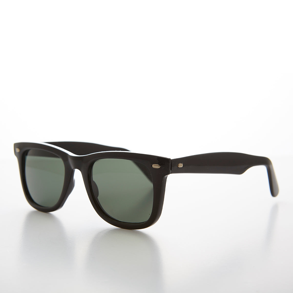 Classic Black Square Sunglass with Glass Lens - Campbell - Image 2