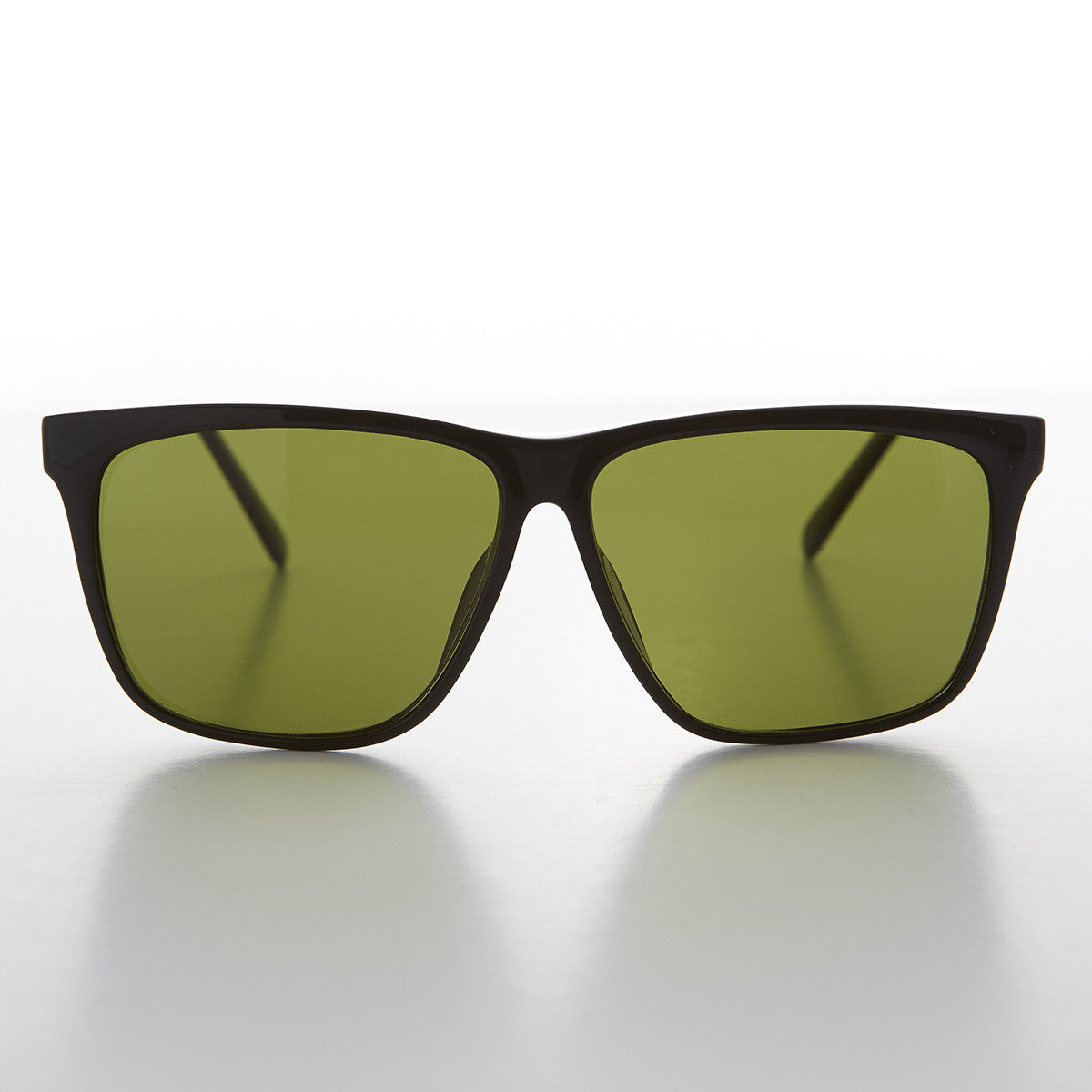Large Square Vintage Sunglass with Olive Green Lens - Denmark - Image 3