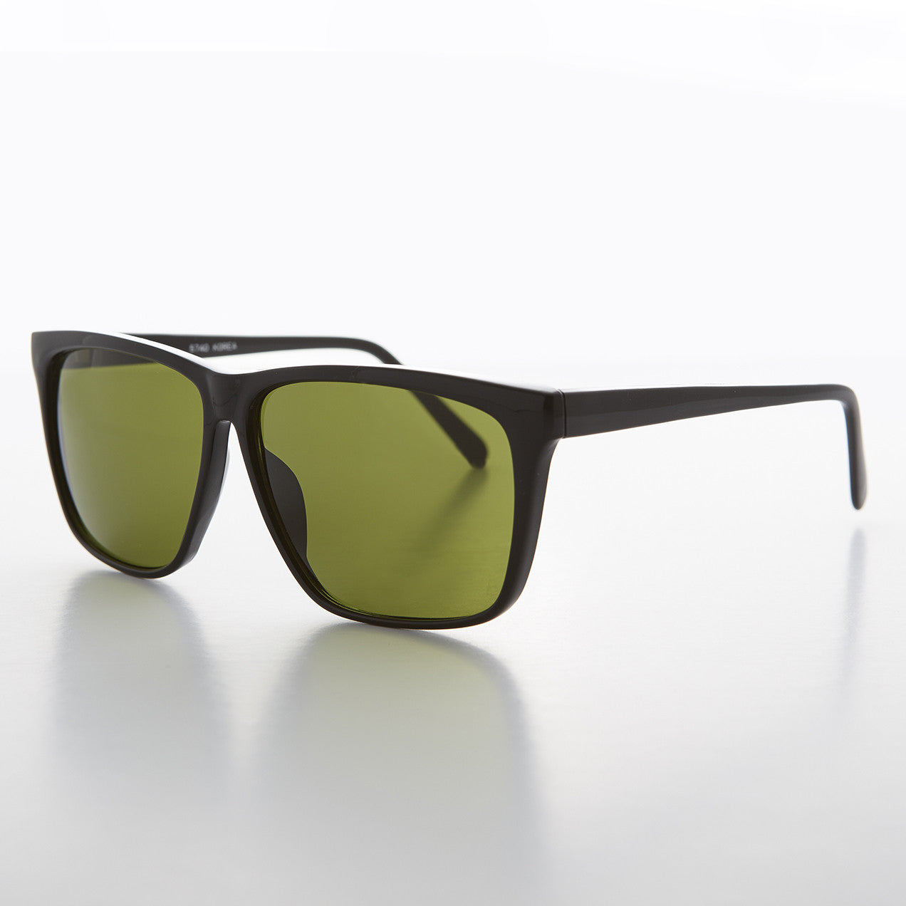 Large Square Vintage Sunglass with Olive Green Lens - Denmark - Image 4