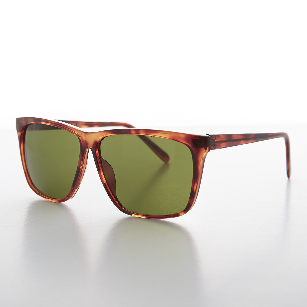 Large Square Vintage Sunglass with Olive Green Lens - Denmark - Image 2